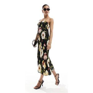 ABERCROMBIE & FITCH Giselle Pleated Strapless Floral Maxi Dress Medium Wedding